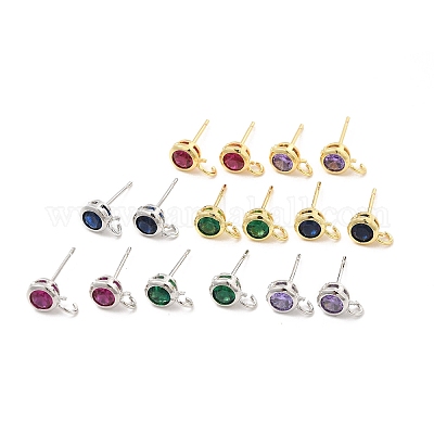 Латунные серьги-гвоздики из циркония ZIRC-P105-02-1