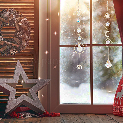 3 шт. 3 стиля гальванизированного стекла подвесные солнечные ловцы HJEW-CA0001-63-1