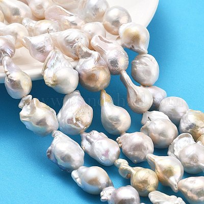 Нити натуральных бусин с ядровым жемчугом PEAR-B004-15A-01A-1