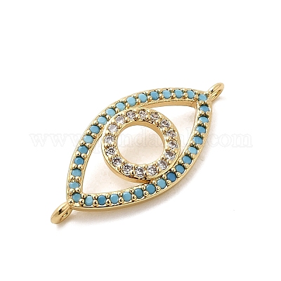 Подвески-коннекторы из латунного микропаве небесно-голубого цвета и прозрачных кубических цирконий KK-H529-05B-G01-1