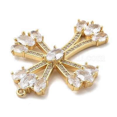 Латунные микропаве прозрачные подвески с фианитом KK-L228-03G-04-1