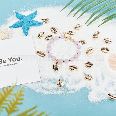 Бусины из ракушек с гальваническим покрытием BSHE-O017-13KCG-1