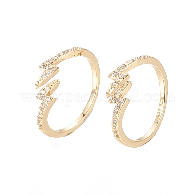 Латунные кольца из манжеты с прозрачным цирконием RJEW-F101-11G-1