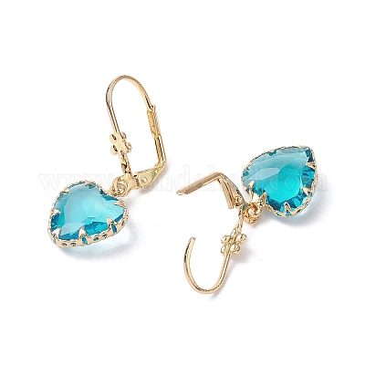 Стеклянная серьга с защелкой EJEW-C077-14KCG-1