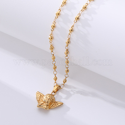 Ожерелья с подвеской из нержавеющей стали 304 с изображением ангела-хранителя FS-WG02D55-01-1