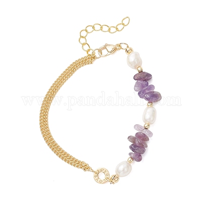 Природных драгоценных камней чип бисер браслеты ссылку BJEW-JB12884-1