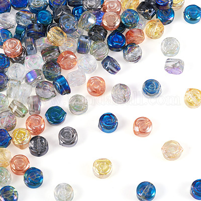 100шт 10 цвета гальванические прозрачные стеклянные бусины EGLA-TA0012-99-1