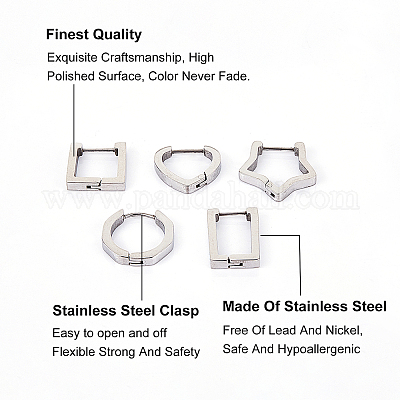 Серьги-кольца Huggie Hoop из нержавеющей стали 304 EJEW-UN0001-36P-1