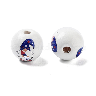 Тема Дня независимости деревянные европейские бусы WOOD-M011-07A-1