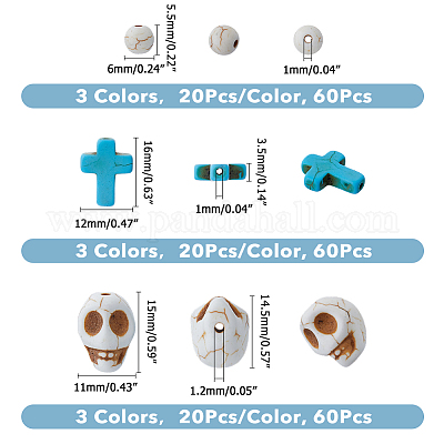 180 шт. 9 вида синтетических бирюзовых бусин G-FI0001-21-1