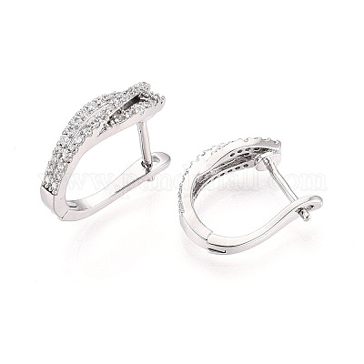 Серьги-кольца из латуни с микропаве из кубических цирконий EJEW-T048-34P-1