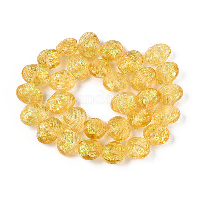 Нити из фольгированных бусин лэмпворк ручной работы FOIL-T008-03G-1