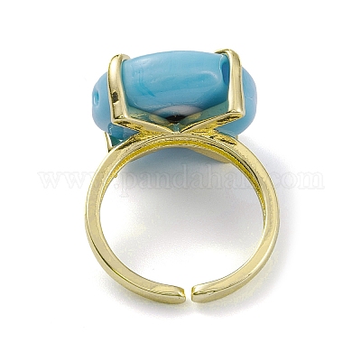 Лэмпворк злой глаз открытое кольцо на запястье&nbsp;RJEW-M147-01LG-02-1