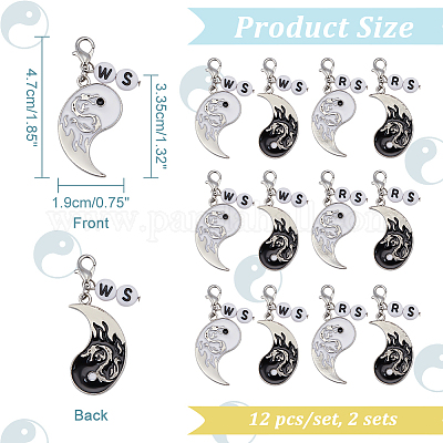 Сплав эмали инь янь с кулоном дракона фиксирующие маркеры петель HJEW-AB00088-1