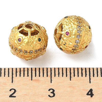 Латунные микро проложить кубического циркония бусы KK-A254-22G-1