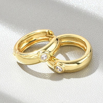 Плоские круглые серьги-кольца из латуни с микропаве из прозрачных кубических цирконий EJEW-D311-100G-1