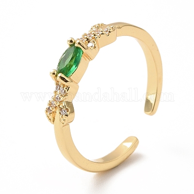 Открытое кольцо-манжета овальной формы с кубическим цирконием RJEW-H101-02G-1