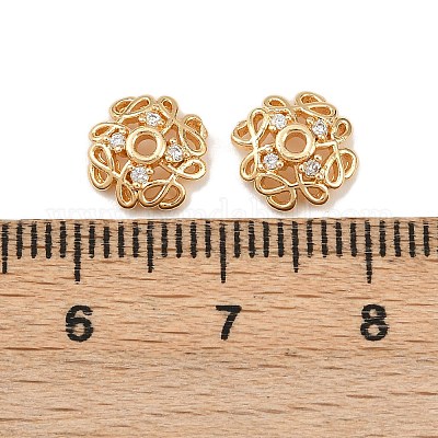 Колпачки для бусин из прозрачного кубического циркония из латуни KK-K407-44G-1