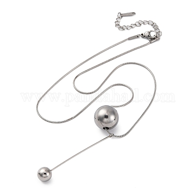 Ожерелья из нержавеющей стали 304 с круглым кулоном в виде змеиной цепи NJEW-U028-03P-1