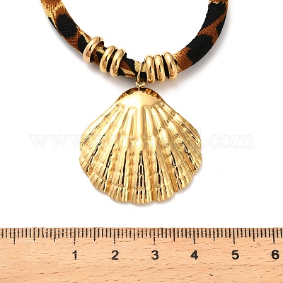 Ожерелья из фланелевого шнура с леопардовым принтом из нержавеющей стали 304 NJEW-K289-01C-G-1