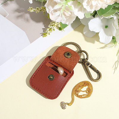 Прямоугольный держатель для кольца из искусственной кожи подвеска украшение AJEW-WH20054-027D-1