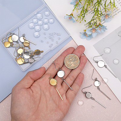 8 пара 4 стиля пустых стеклянных висячих сережек EJEW-AB00008-1