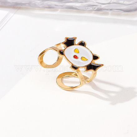 Кольца-манжеты из нержавеющей стали 304 с эмалью для женщин RJEW-Z116-01G-07-1