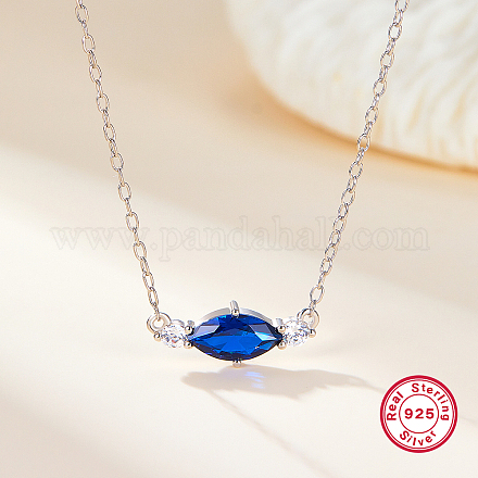 Серебряное колье s925 с кубическим цирконием и подвеской в виде конского глаза RC5464-2-1