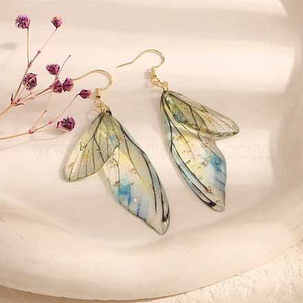 Серьги-подвески из сплава с блестками и пудрой в форме крыльев бабочки FS-WG47D9F-20-1