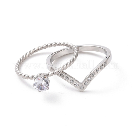 2 шт. 2 стильных прозрачных кубических циркония пара колец набор RJEW-D120-24P-1