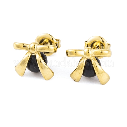 Ионное покрытие(ip) 304 нержавеющая сталь эмалированные серьги-гвоздики для женщин EJEW-A049-18G-02-1