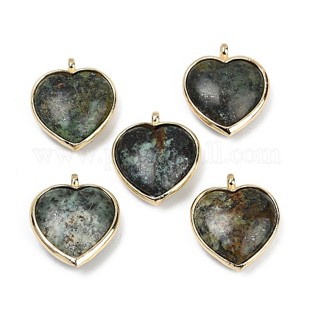 Кулоны с натуральной африканской бирюзой (яшмой) G-K347-10G-04-1