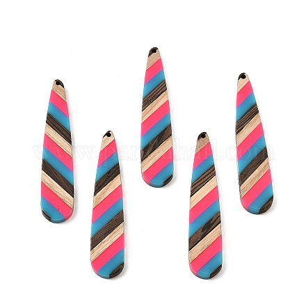 Большие подвески из непрозрачной смолы и орехового дерева RESI-E050-01A-03-1