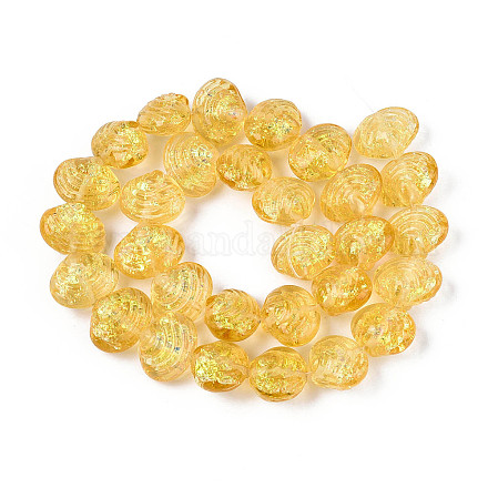 Нити из фольгированных бусин лэмпворк ручной работы FOIL-T008-03G-1