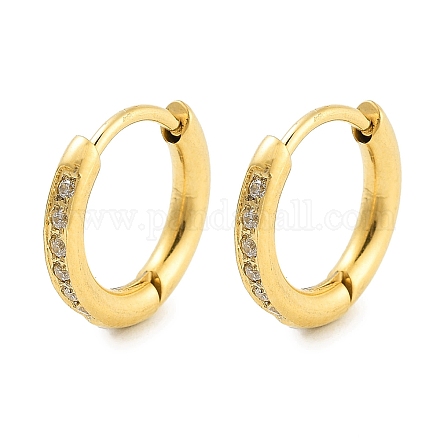 Серьги-кольца Huggie Hoop из нержавеющей стали 304 с ионным покрытием (IP) и прозрачным кубическим цирконием EJEW-C096-01B-G-1