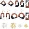 DIY Dangle Earring Making Kits, Including 10Pcs 5 Style Resin & Walnut Wood Pendants, 20Pcs 2 Colors Brass Earring Hooks and 20Pcs 2 Colors Brass Jump Rings, Golden & Silver, Pendants: 2pcs/style, Earring Hook: 10pcs/color, Jump Ring: 10pcs/color