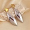 304 Stainless Steel Dangle Stud Earrings, Real 18K Gold Plated & Stainless Steel Color, Horse Eye, 70x17mm