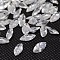 Cubic Zirconia Pointed Back Cabochons, Grade A, Faceted, Horse Eye, Clear, 4x2x1.4mm