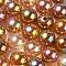 UV Plating Rainbow Iridescent Acrylic Beads, Round, Camel, 13.5x13mm, Hole: 3mm