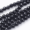 Faceted Black Glass Round Bead Strands, 6mm, Hole: 1mm, about 72pcs/strand, 15 inch