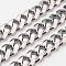 Tarnish Resistant 304 Stainless Steel Cuban Link Chains, Chunky Curb Chains, Faceted, Unwelded, Stainless Steel Color, 11x4mm