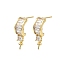 Brass Pave Clear Cubic Zirconia Stud Earring Findings, C-shape, Cadmium Free & Lead Free, Rack Plating, Long-Lasting Plated, Golden, 19x5.5mm