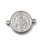 304 Stainless Steel Saint Benedict Medal Cross Connector Charms, Flat Round Links, Anti-Tarnish, Stainless Steel Color, 25x19x2mm, Hole: 1.6mm