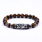 Natural Tiger Eye Beaded Stretch for Women Men, with Tibetan Style Alloy Finding