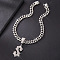 Alloy Full Crystal Rhinestone Letter Pendant Cuban Link Chain Necklaces for Men, Letter S, 19.69 inch(50cm), Pendant: 76x25mm