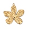 304 Stainless Steel Pendants, Ion Plating(IP), Flower Charm, Golden, 30x28x2.5mm, Hole: 1.8mm