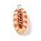 Resin Imitation Food Pendants, Cartoon Bear Bread Charms with Platinum Plated Iron Loops, Oval, 31x19.5x12mm, Hole: 2mm