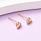 Brass Micro Pave Clear Cubic Zirconia Triangle Stud Earrings, Real 18K Gold Plated, 5x5mm