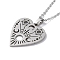 Non-Tarnish Hollow Heart 304 Stainless Steel Pendant Necklaces, Stainless Steel Color, 16.14 inch(41cm)
