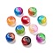 Two Tone Transparent Crackle Acrylic European Beads, Large Hole Beads, Rondelle, Mixed Color, 14x8.5mm, Hole: 5.5mm, about 537pcs/500g